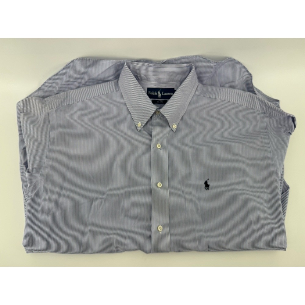 Ralph Lauren Blake Shirt Mens Large Blue White Stripe Button Down Long Sleeve